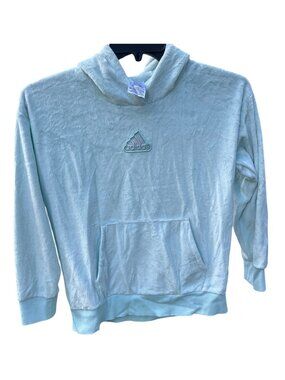 Adidas Womens XL Aqua Plush Hoodie With Front Pocket And Drawstring Hood